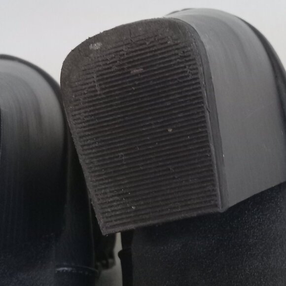 Charlotte Russe Black Faux Leather Chunky Block Heel Ankle Booties Women's 8 - Picture 12 of 12